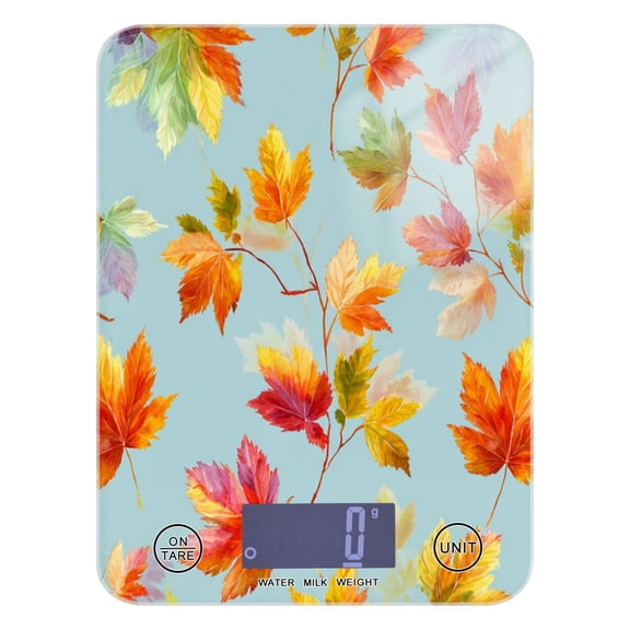 High Precision Digital Kitchen Scale Tempered Glass Food Scale Multifunction Scale Small Kitchen Appliances Colorful Autumn Maple Leaves