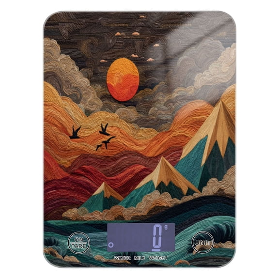 High Precision Digital Kitchen Scale Tempered Glass Food Scale Multifunction Scale Small Kitchen Appliances Colorful Clouds and Mountains
