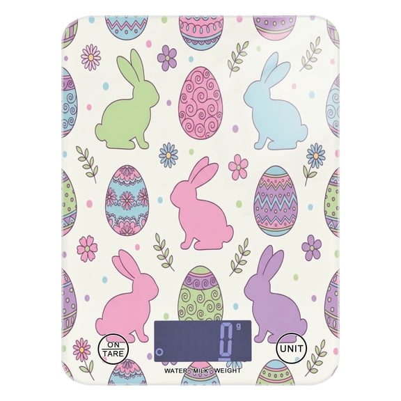 High Precision Digital Kitchen Scale Tempered Glass Food Scale Multifunction Scale Small Kitchen Appliances Colorful Easter Bunnies and Eggs