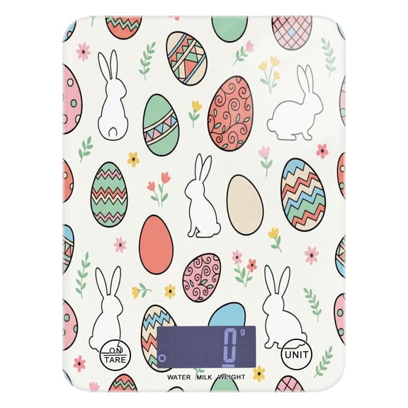 High Precision Digital Kitchen Scale Tempered Glass Food Scale Multifunction Scale Small Kitchen Appliances Colorful Easter Eggs and Bunnies