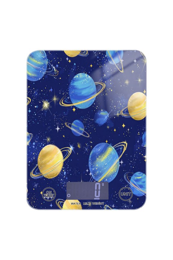 High Precision Digital Kitchen Scale Tempered Glass Food Scale Multifunction Scale Small Kitchen Appliances Colorful Planets and Stars