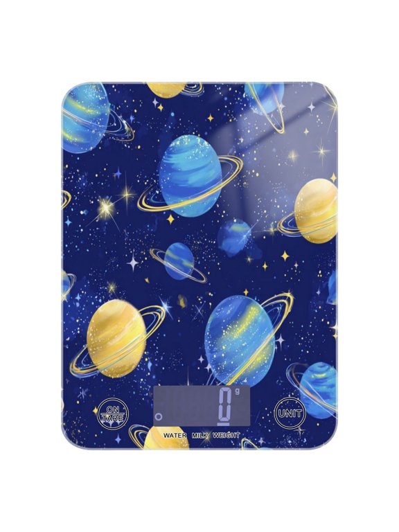 High Precision Digital Kitchen Scale Tempered Glass Food Scale Multifunction Scale Small Kitchen Appliances Colorful Planets and Stars