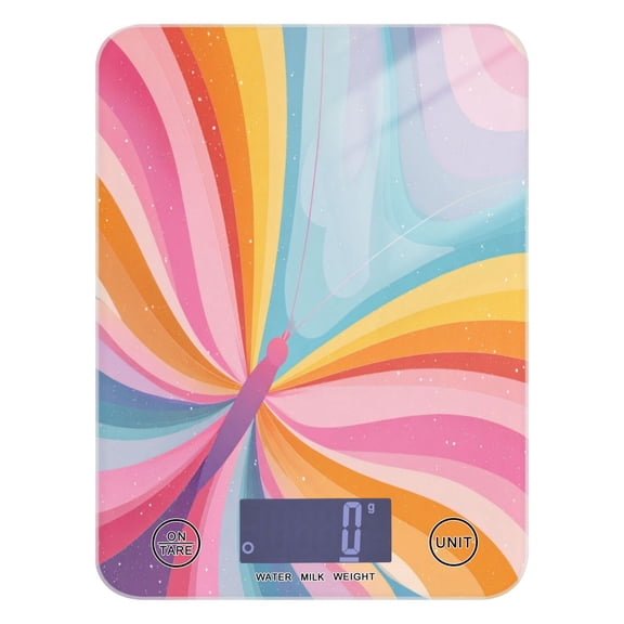 High Precision Digital Kitchen Scale Tempered Glass Food Scale Multifunction Scale Small Kitchen Appliances Colorful Rainbow Butterfly