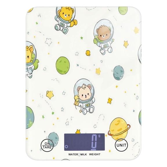 High Precision Digital Kitchen Scale Tempered Glass Food Scale Multifunction Scale Small Kitchen Appliances Cute Animals Wearing Spacesuits