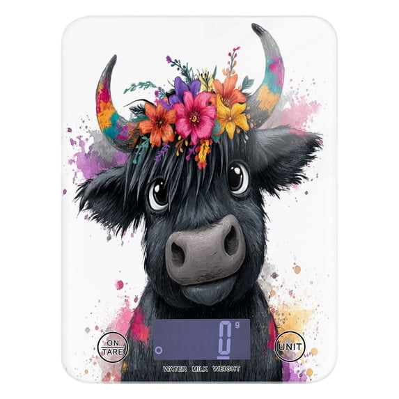 High Precision Digital Kitchen Scale Tempered Glass Food Scale Multifunction Scale Small Kitchen Appliances Cute Black Cow