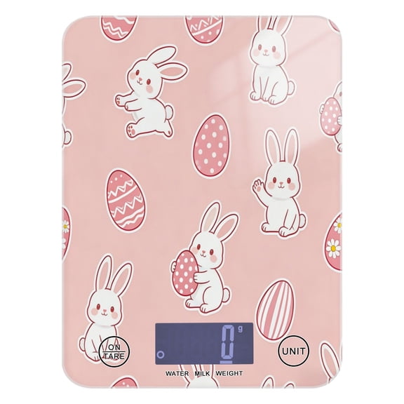 High Precision Digital Kitchen Scale Tempered Glass Food Scale Multifunction Scale Small Kitchen Appliances Cute Bunnies and Pink Eggs