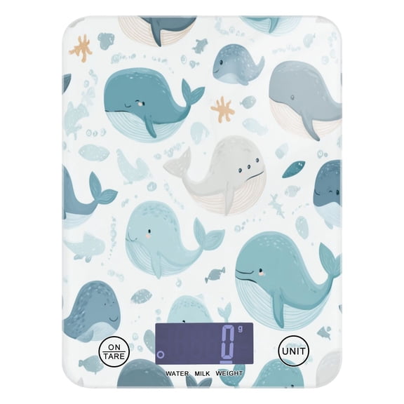 High Precision Digital Kitchen Scale Tempered Glass Food Scale Multifunction Scale Small Kitchen Appliances Cute Cartoon Whales