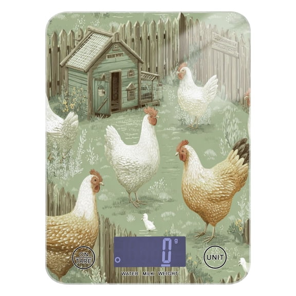 High Precision Digital Kitchen Scale Tempered Glass Food Scale Multifunction Scale Small Kitchen Appliances Cute Chickens Illustration