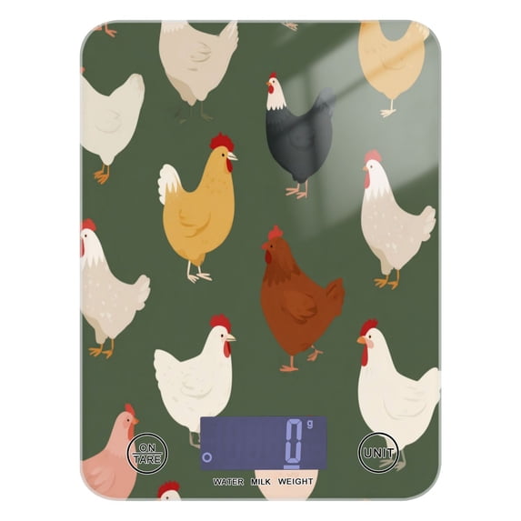 High Precision Digital Kitchen Scale Tempered Glass Food Scale Multifunction Scale Small Kitchen Appliances Cute Colorful Chickens Pattern