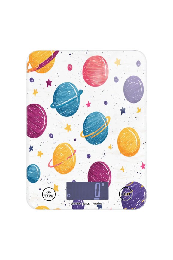 High Precision Digital Kitchen Scale Tempered Glass Food Scale Multifunction Scale Small Kitchen Appliances Cute Doodle Planets