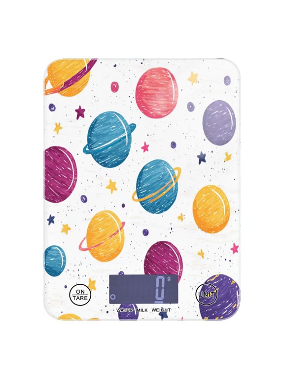 High Precision Digital Kitchen Scale Tempered Glass Food Scale Multifunction Scale Small Kitchen Appliances Cute Doodle Planets