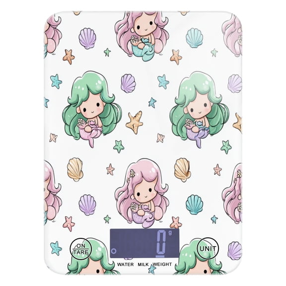 High Precision Digital Kitchen Scale Tempered Glass Food Scale Multifunction Scale Small Kitchen Appliances Cute Mermaid Pattern