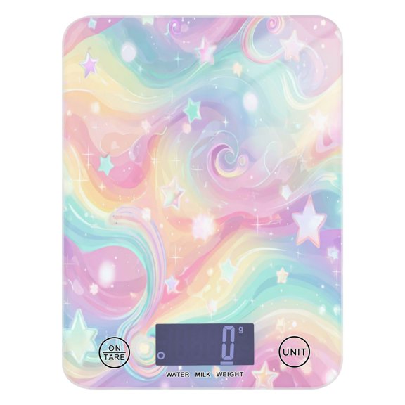 High Precision Digital Kitchen Scale Tempered Glass Food Scale Multifunction Scale Small Kitchen Appliances Cute Pastel Rainbow Background