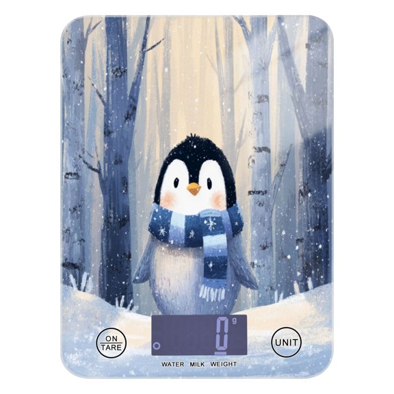 High Precision Digital Kitchen Scale Tempered Glass Food Scale Multifunction Scale Small Kitchen Appliances Cute Penguin in Winter