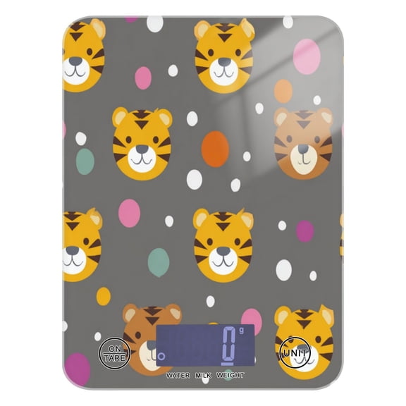 High Precision Digital Kitchen Scale Tempered Glass Food Scale Multifunction Scale Small Kitchen Appliances Cute Tiger Face Pattern