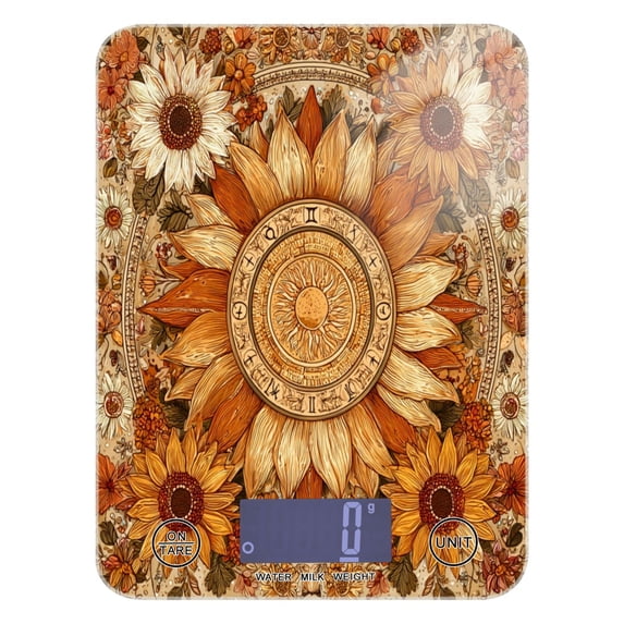 High Precision Digital Kitchen Scale Tempered Glass Food Scale Multifunction Scale Small Kitchen Appliances Decorative Sun Design
