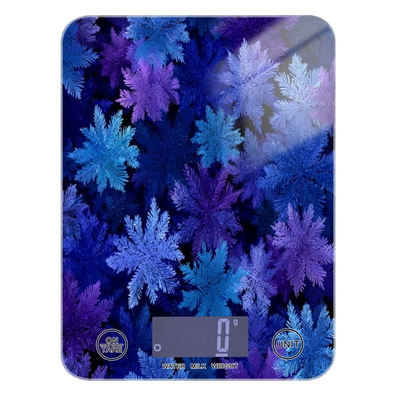 High Precision Digital Kitchen Scale Tempered Glass Food Scale Multifunction Scale Small Kitchen Appliances Deep Indigo Snowflakes