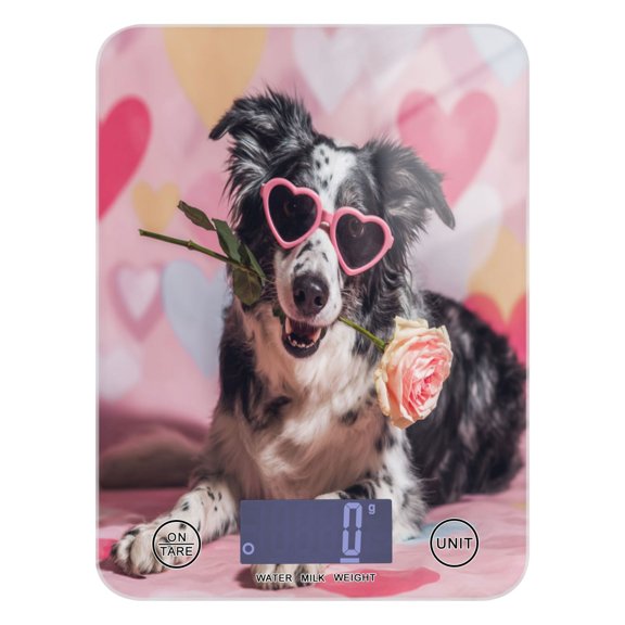 High Precision Digital Kitchen Scale Tempered Glass Food Scale Multifunction Scale Small Kitchen Appliances Dog Holding A Rose