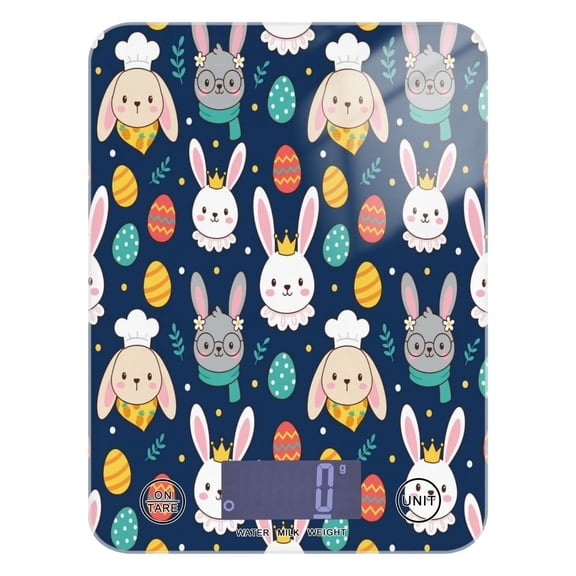 High Precision Digital Kitchen Scale Tempered Glass Food Scale Multifunction Scale Small Kitchen Appliances Easter Bunnies and Decorated Eggs