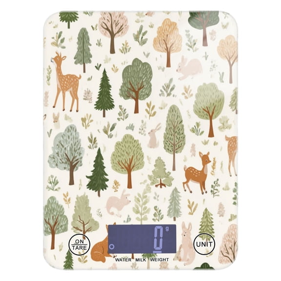 High Precision Digital Kitchen Scale Tempered Glass Food Scale Multifunction Scale Small Kitchen Appliances Forest Animals and Trees