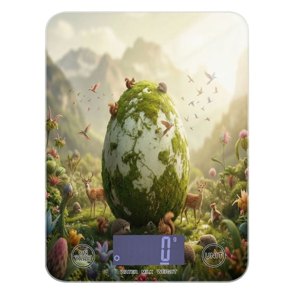High Precision Digital Kitchen Scale Tempered Glass Food Scale Multifunction Scale Small Kitchen Appliances Giant Egg with Green Moss