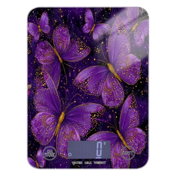 High Precision Digital Kitchen Scale Tempered Glass Food Scale Multifunction Scale Small Kitchen Appliances Glowing Purple Butterfly