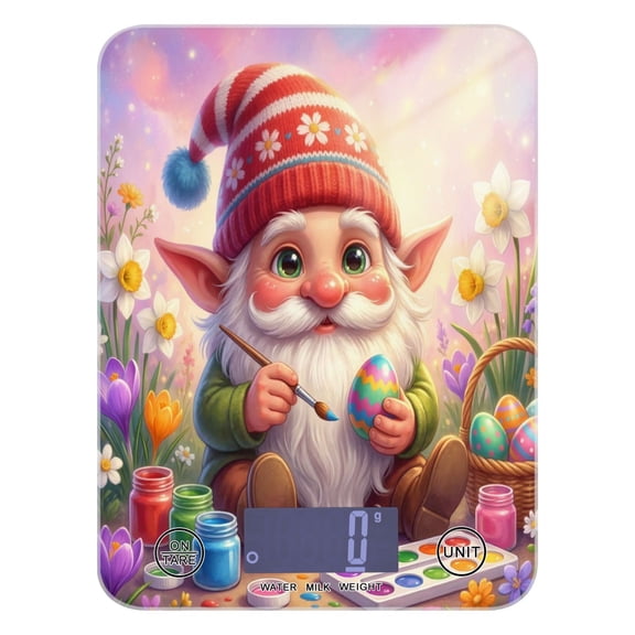 High Precision Digital Kitchen Scale Tempered Glass Food Scale Multifunction Scale Small Kitchen Appliances Gnome Painting Easter Egg