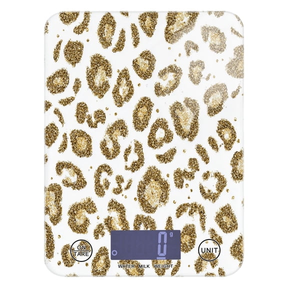 High Precision Digital Kitchen Scale Tempered Glass Food Scale Multifunction Scale Small Kitchen Appliances Gold Leopard Print Pattern