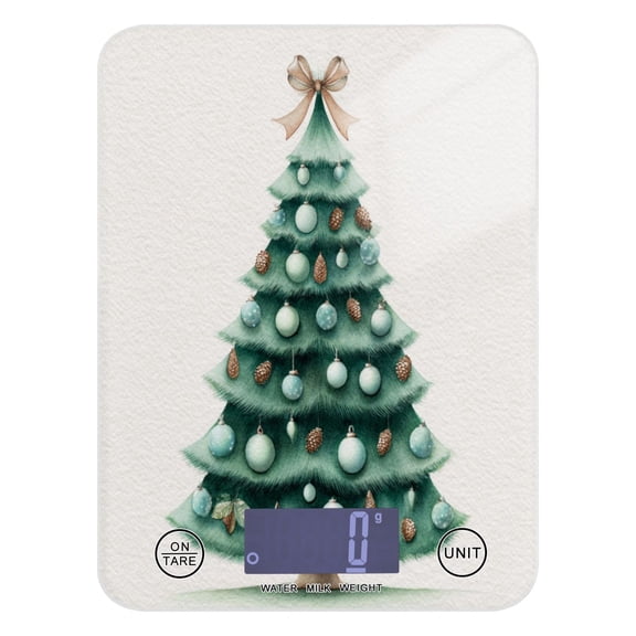 High Precision Digital Kitchen Scale Tempered Glass Food Scale Multifunction Scale Small Kitchen Appliances Green Christmas Tree with Baubles