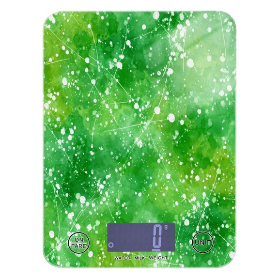 High Precision Digital Kitchen Scale Tempered Glass Food Scale Multifunction Scale Small Kitchen Appliances Green Ink Splatter Pattern