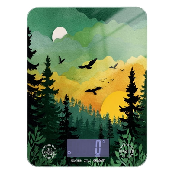 High Precision Digital Kitchen Scale Tempered Glass Food Scale Multifunction Scale Small Kitchen Appliances Green and Yellow Sunset