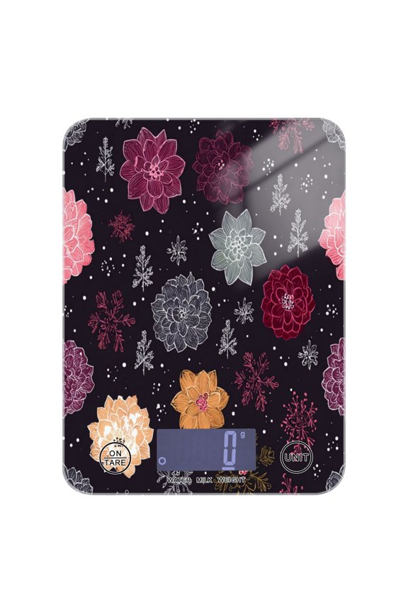 High Precision Digital Kitchen Scale Tempered Glass Food Scale Multifunction Scale Small Kitchen Appliances Hand-drawn Flowers and Snowflakes