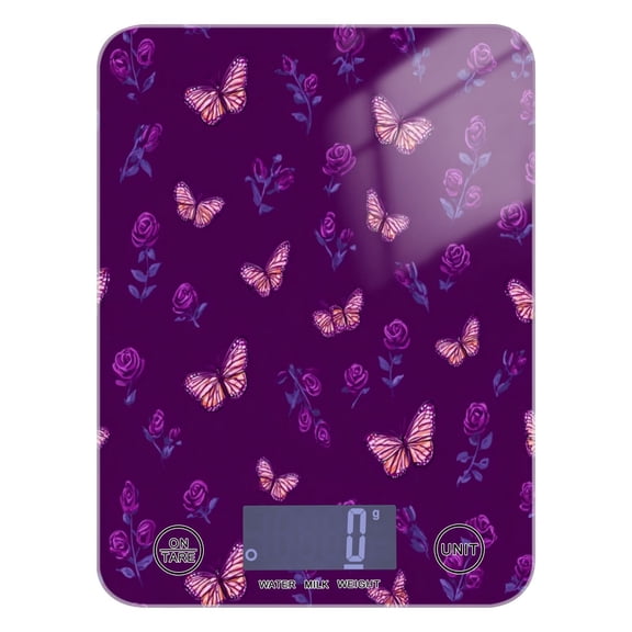 High Precision Digital Kitchen Scale Tempered Glass Food Scale Multifunction Scale Small Kitchen Appliances Little Butterfly and Rose