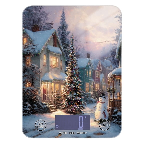 High Precision Digital Kitchen Scale Tempered Glass Food Scale Multifunction Scale Small Kitchen Appliances Magical Snow-covered Village