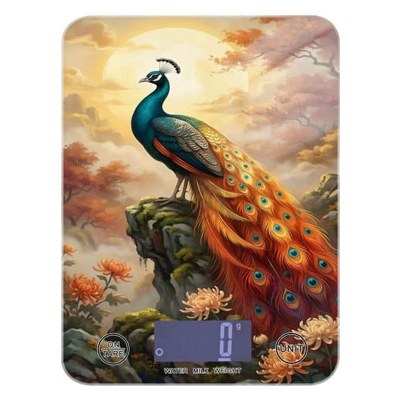 High Precision Digital Kitchen Scale Tempered Glass Food Scale Multifunction Scale Small Kitchen Appliances Majestic Peacock