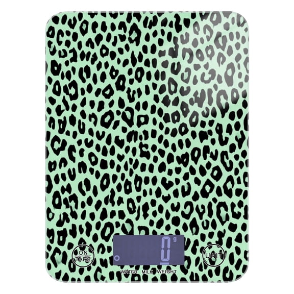 High Precision Digital Kitchen Scale Tempered Glass Food Scale Multifunction Scale Small Kitchen Appliances Mint Green Leopard Print