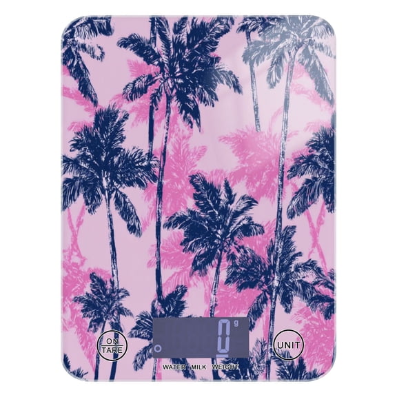 High Precision Digital Kitchen Scale Tempered Glass Food Scale Multifunction Scale Small Kitchen Appliances Navy Blue Palm Tree