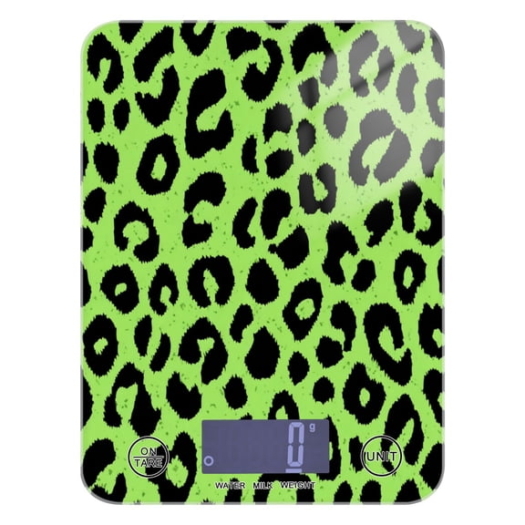 High Precision Digital Kitchen Scale Tempered Glass Food Scale Multifunction Scale Small Kitchen Appliances Neon Green Leopard Print