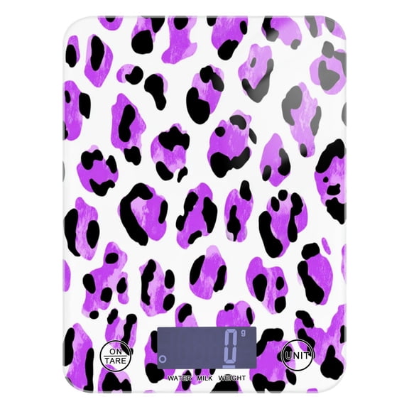 High Precision Digital Kitchen Scale Tempered Glass Food Scale Multifunction Scale Small Kitchen Appliances Neon Purple Leopard Print