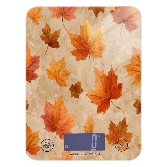 High Precision Digital Kitchen Scale Tempered Glass Food Scale Multifunction Scale Small Kitchen Appliances Orange Autumn Leaves Pattern