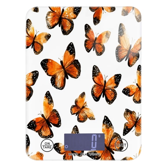 High Precision Digital Kitchen Scale Tempered Glass Food Scale Multifunction Scale Small Kitchen Appliances Orange-black Butterfly