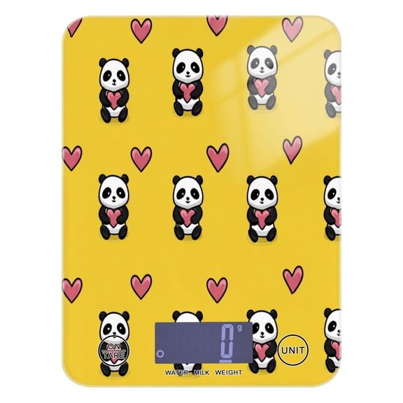 High Precision Digital Kitchen Scale Tempered Glass Food Scale Multifunction Scale Small Kitchen Appliances Panda Cartoon with Heart Pattern