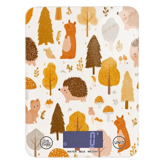 High Precision Digital Kitchen Scale Tempered Glass Food Scale Multifunction Scale Small Kitchen Appliances Pastel Orange Forest Animals