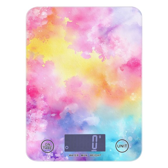 High Precision Digital Kitchen Scale Tempered Glass Food Scale Multifunction Scale Small Kitchen Appliances Pastel Rainbow Flowers