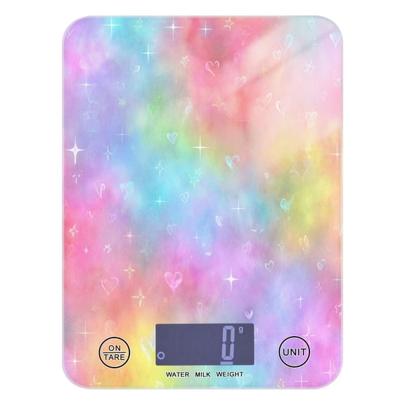 High Precision Digital Kitchen Scale Tempered Glass Food Scale Multifunction Scale Small Kitchen Appliances Pastel Rainbow Tie-dye