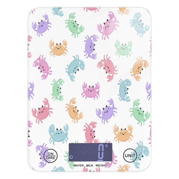 High Precision Digital Kitchen Scale Tempered Glass Food Scale Multifunction Scale Small Kitchen Appliances Pastel-colored Crab Pattern