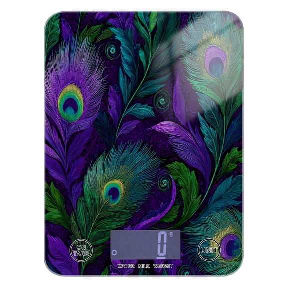 High Precision Digital Kitchen Scale Tempered Glass Food Scale Multifunction Scale Small Kitchen Appliances Peacock Feathers Pattern