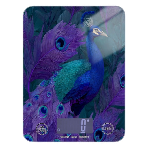 High Precision Digital Kitchen Scale Tempered Glass Food Scale Multifunction Scale Small Kitchen Appliances Peacock Pattern