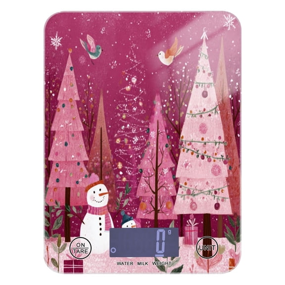 High Precision Digital Kitchen Scale Tempered Glass Food Scale Multifunction Scale Small Kitchen Appliances Pink Christmas Forest