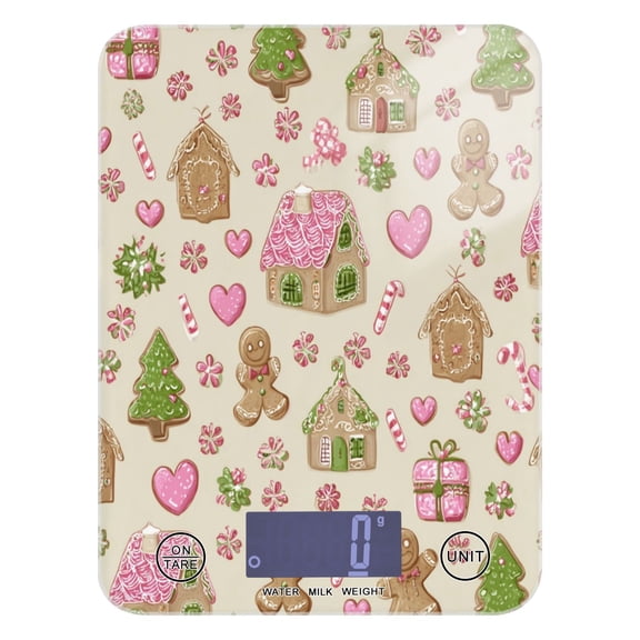 High Precision Digital Kitchen Scale Tempered Glass Food Scale Multifunction Scale Small Kitchen Appliances Pink Cute Christmas Pattern